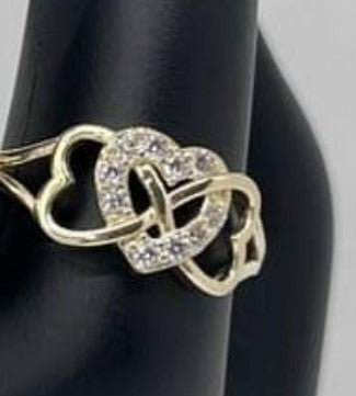 14K Gold Entangled Hearts Ring