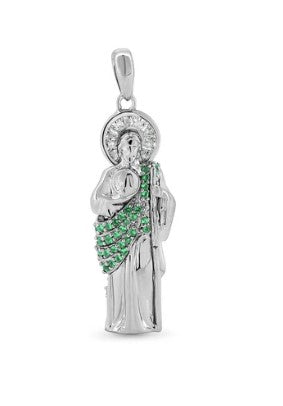 St Jude Pendant w/ Green CZ