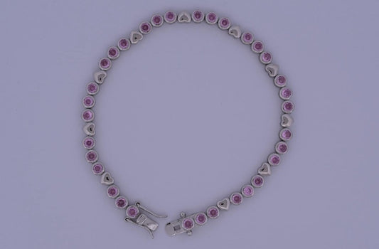 Silver Heart w/ Pink Bracelet